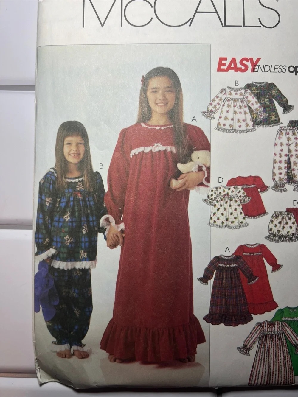 McCALL'S Girls' Red Nightgown Sewing Pattern - Style 4252